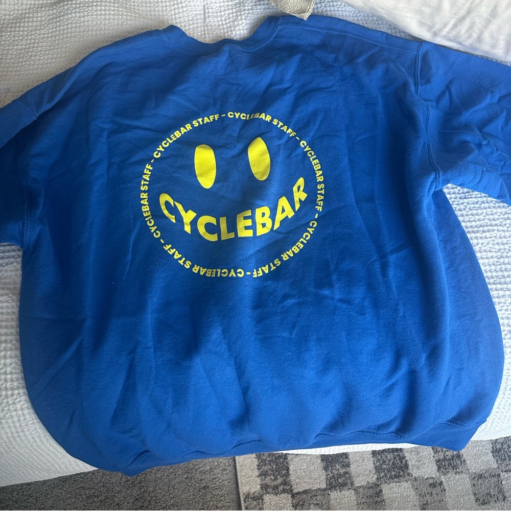 CycleBar Blue smiley sweatshirt